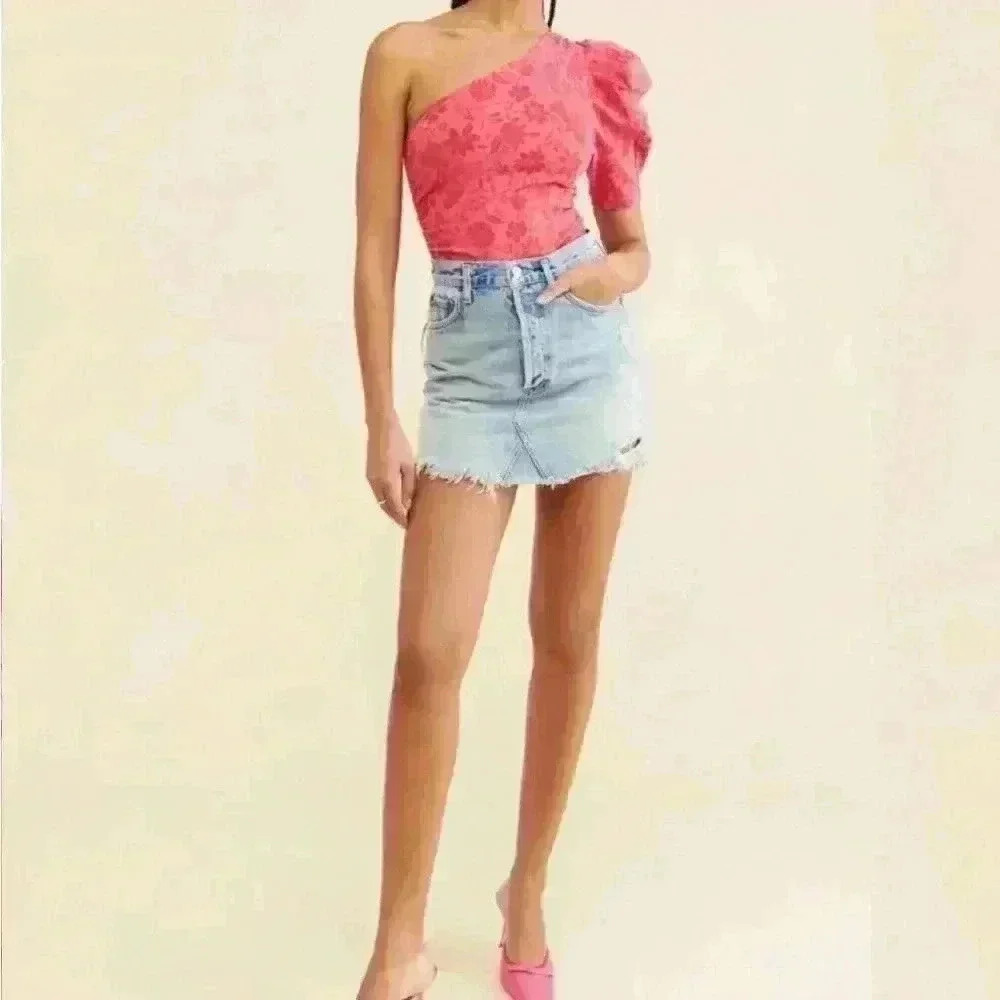 NWT FREE PEOPLE SOMETHIN BOUT YOU BODYSUIT, HOT PINK COMBO